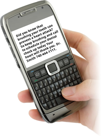 smartphone with dental text message smartphone with dental text message